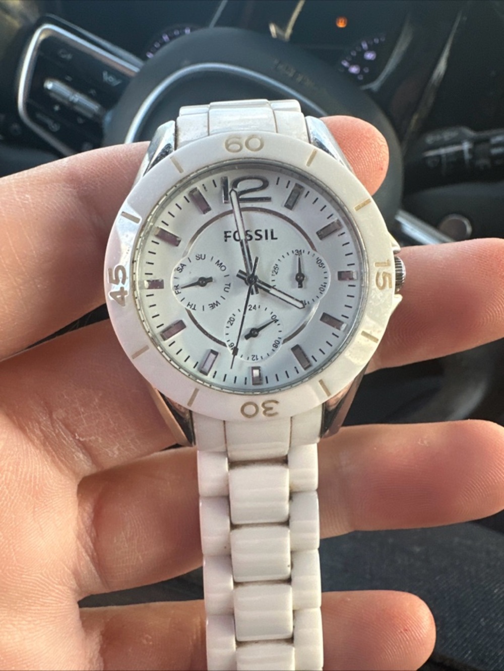Fossil White Ceramic Chronograph Bracelet Watch